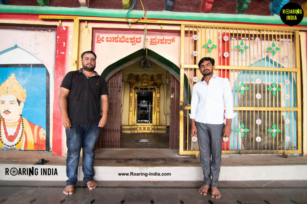 Satishkumar Gondhali and Lokesh Hiremath at Shri Basaveshwar Temple Balligeri