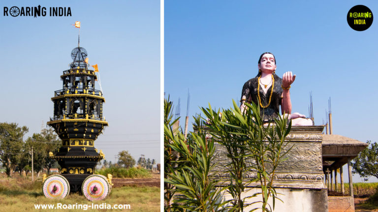 Chariot and Akkamahadevi statue at Shri Yallalingeshwar Math Mugalkhod
