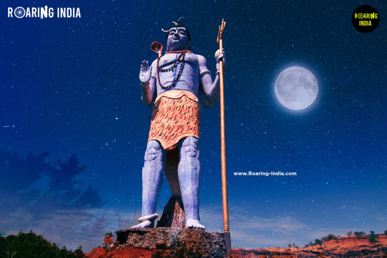 Night view (Edited) of Harneshwar Shiva Statue, Raywadi