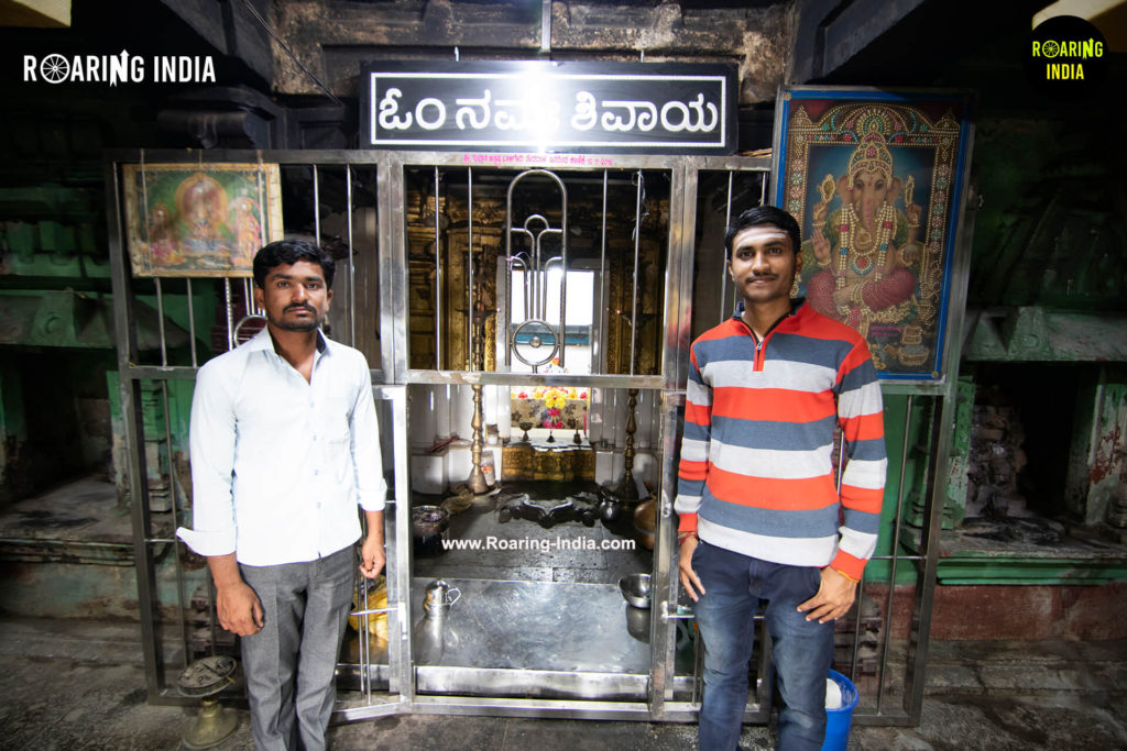 Lokesh Hiremath and Shrikant Gondhali at Shri Basaveshwar Temple Balligeri