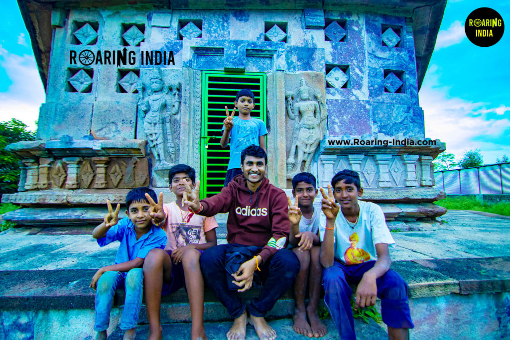 Shrikant Gondhali with childrens at Ancient Shiva Temple Nandgaon Athani