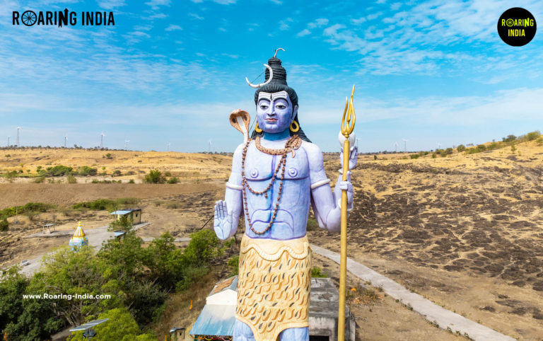 Close up view of Harneshwar Shiva Statue, Raywadi