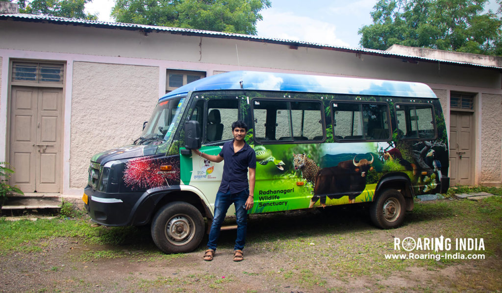 Shrikant Gondhali with Mini Bus Jungle Safari at Sagareshwar Wildlife Sanctuary