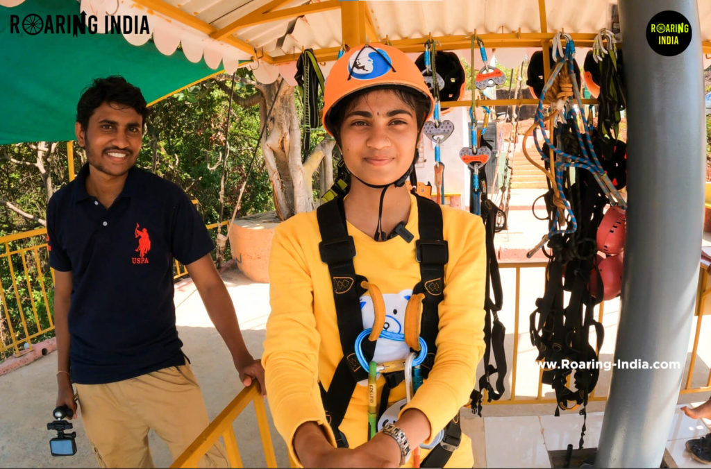 Shrikant and Mayashree at Ocean fly Zipline Aare Ware Beach